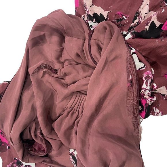 Karl Lagerfeld x Impulse Macys Chiffon Floral Print split Collared Dress - Picture 4 of 14